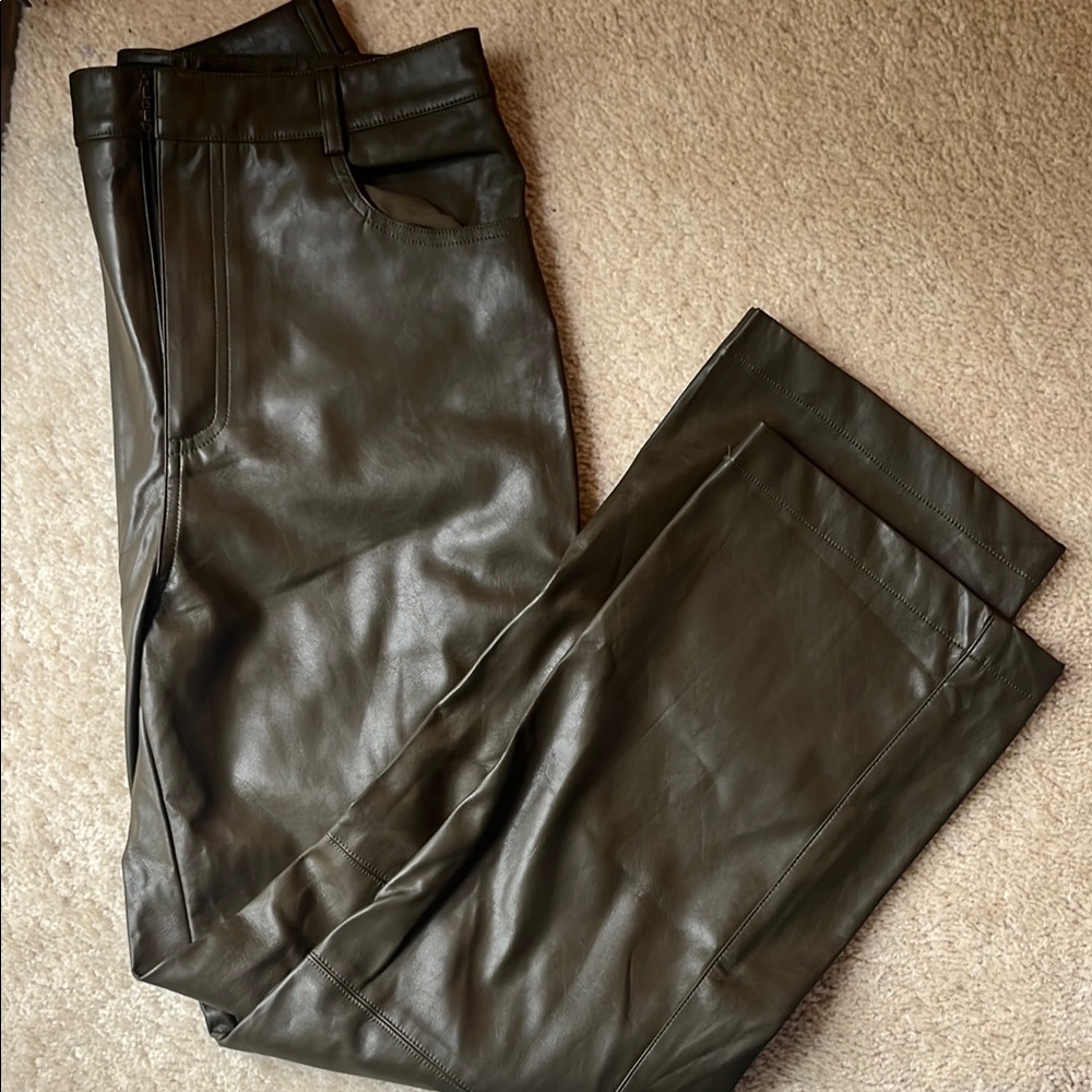 Lucy Paris Olive Leather Trousers